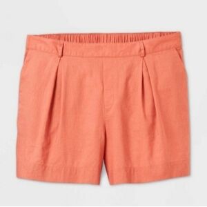 NWT Ava & Viv Plus Size Coral Red Linen Women's Shorts Size 1X